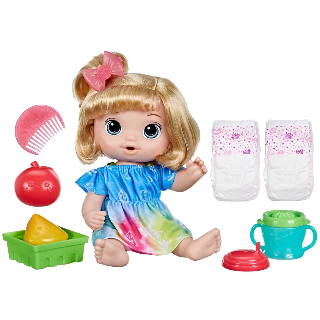 Fruity Sips Doll, Blonde Hair Baby Alive doll set